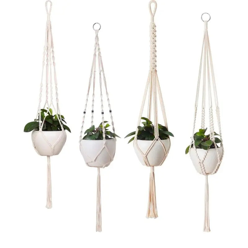 Handwoven Cotton Macrame Hanging Planter Basket