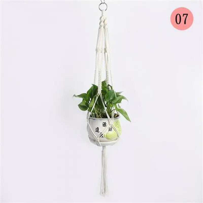 Handwoven Cotton Macrame Hanging Planter Basket