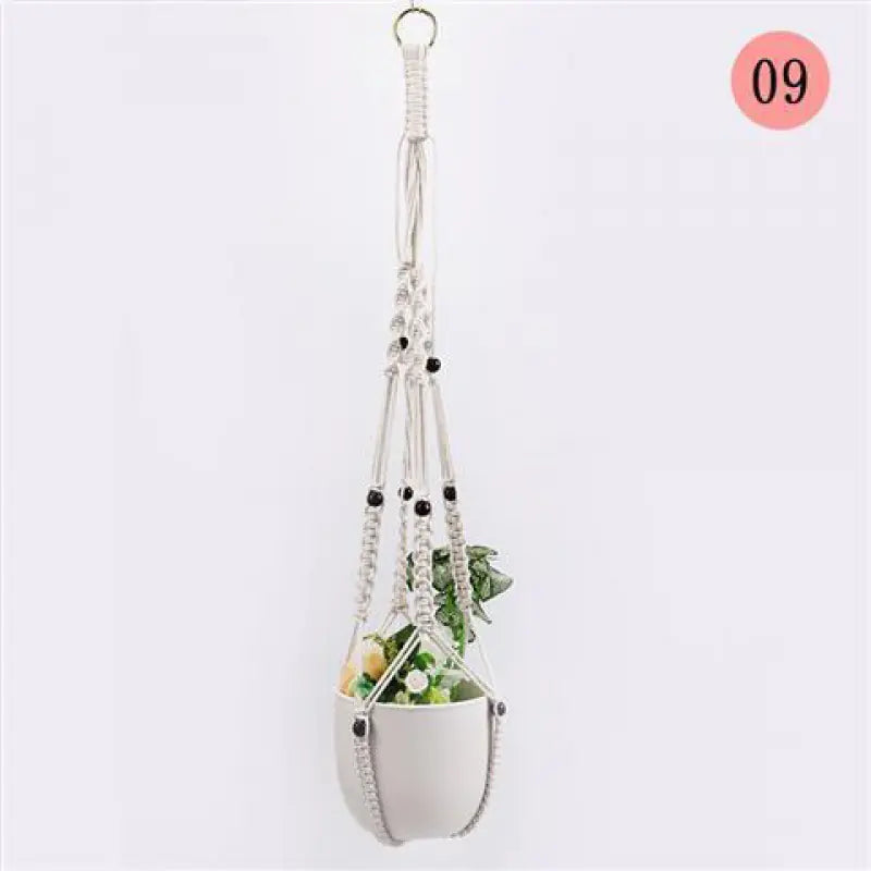 Handwoven Cotton Macrame Hanging Planter Basket