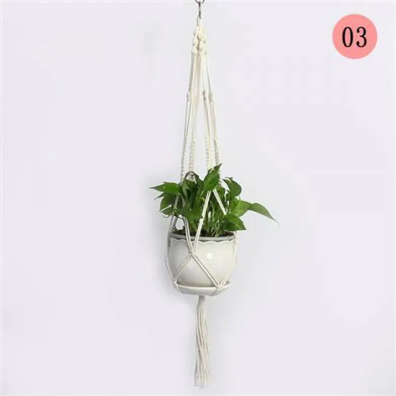 Handwoven Cotton Macrame Hanging Planter Basket