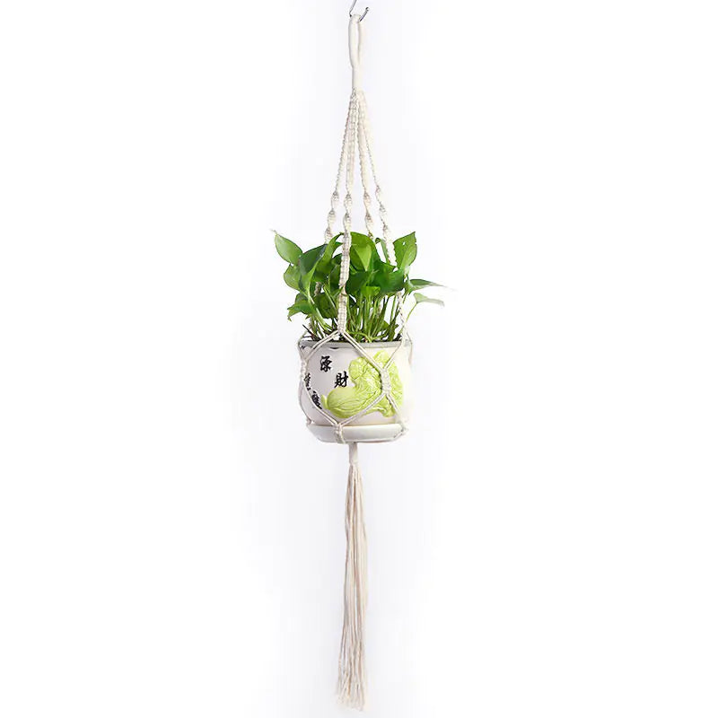 Handwoven Cotton Macrame Hanging Planter Basket