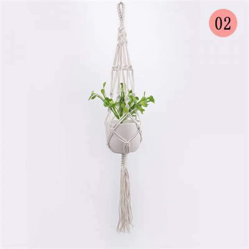 Handwoven Cotton Macrame Hanging Planter Basket