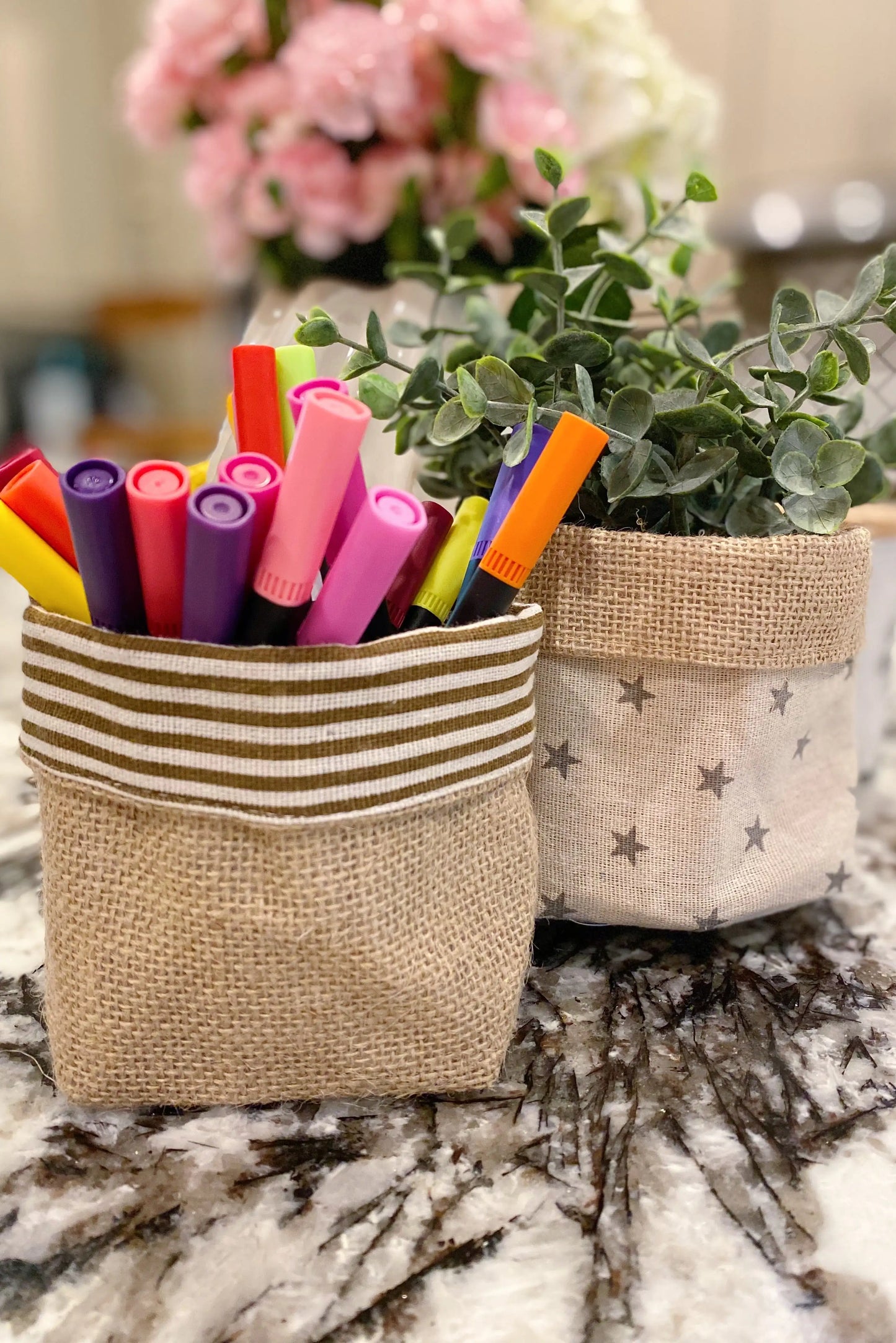 Boho Burlap Reversible Plant Pot Cover