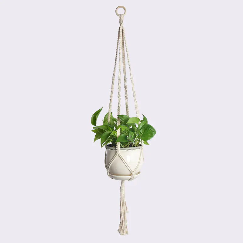 Handwoven Cotton Macrame Hanging Planter Basket