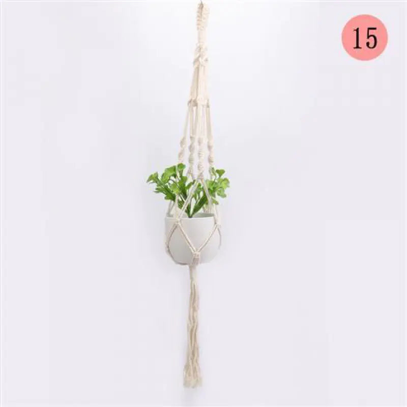 Handwoven Cotton Macrame Hanging Planter Basket