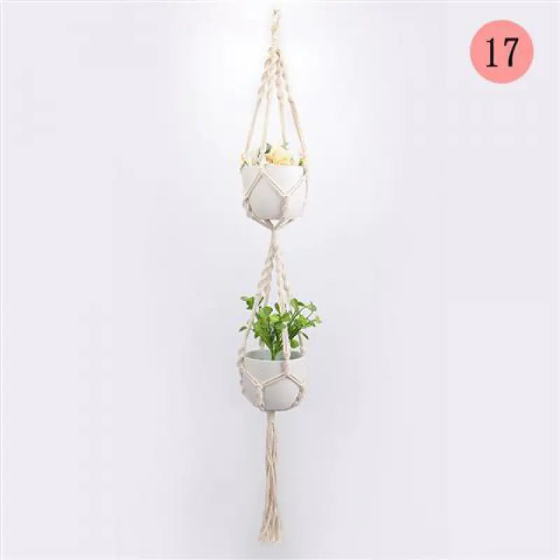 Handwoven Cotton Macrame Hanging Planter Basket