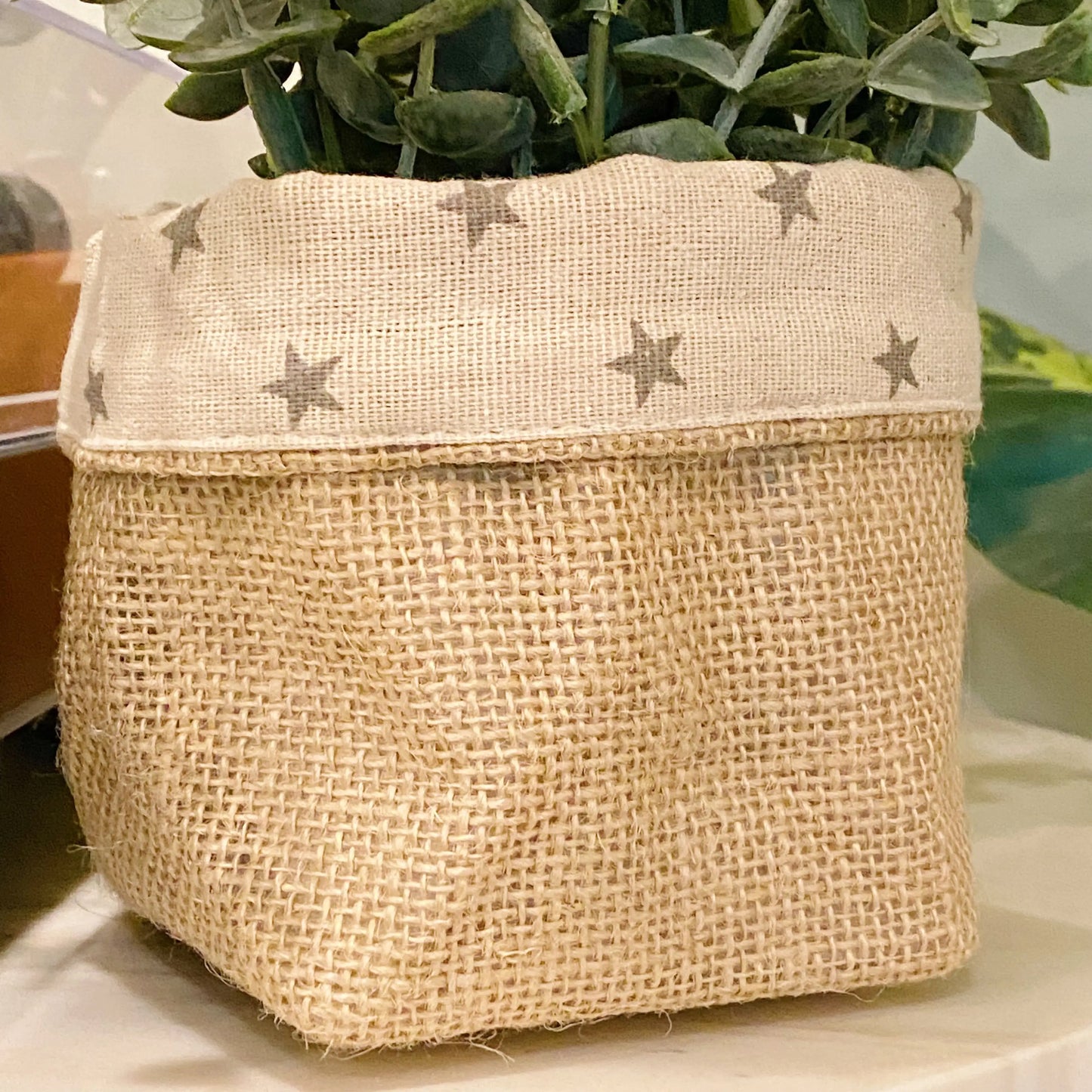 Boho Burlap Reversible Plant Pot Cover