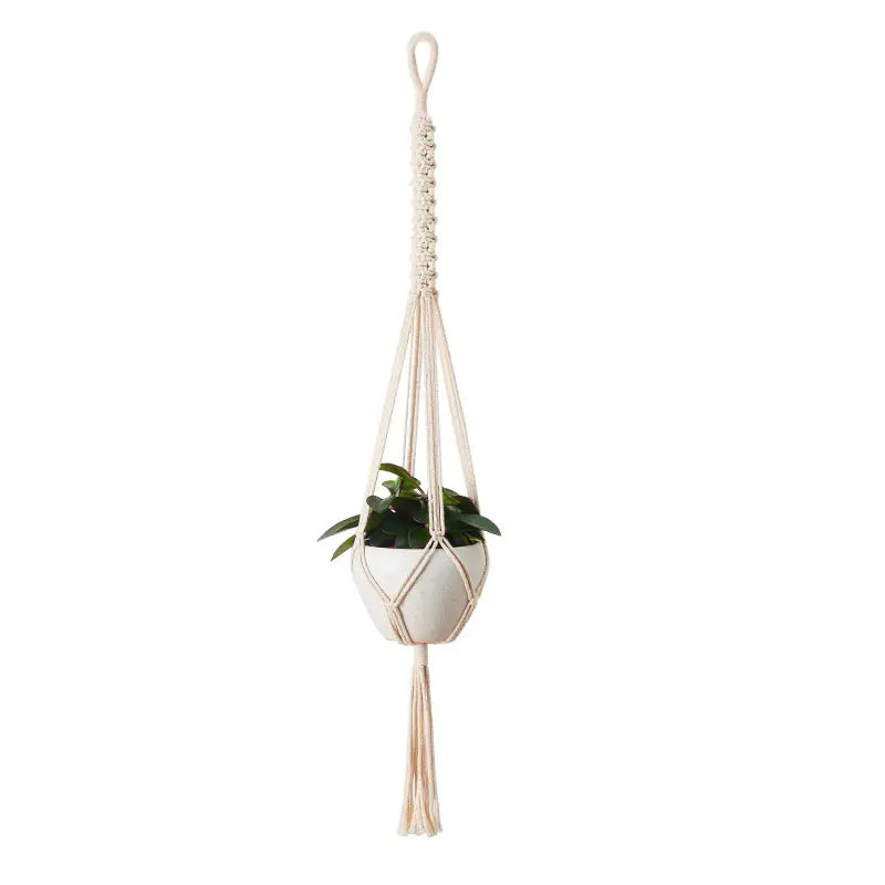 Handwoven Cotton Macrame Hanging Planter Basket