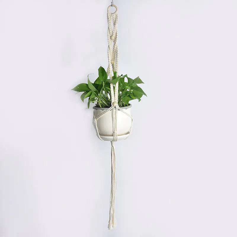 Handwoven Cotton Macrame Hanging Planter Basket