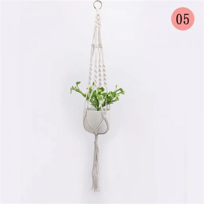 Handwoven Cotton Macrame Hanging Planter Basket