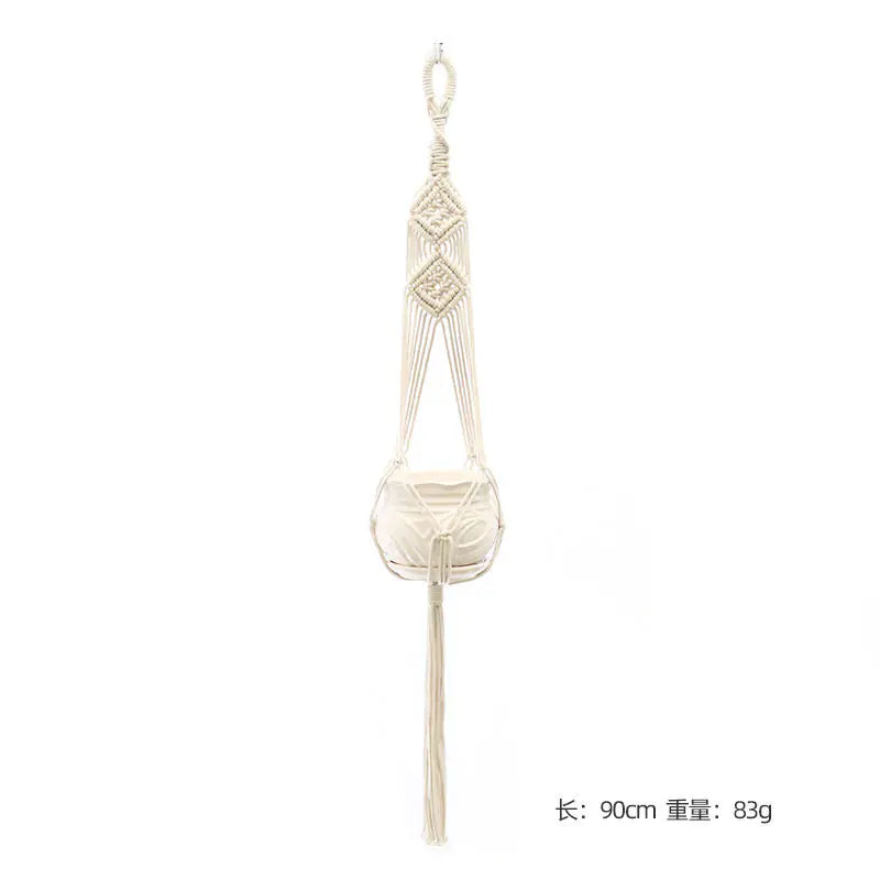 Handwoven Cotton Macrame Hanging Planter Basket