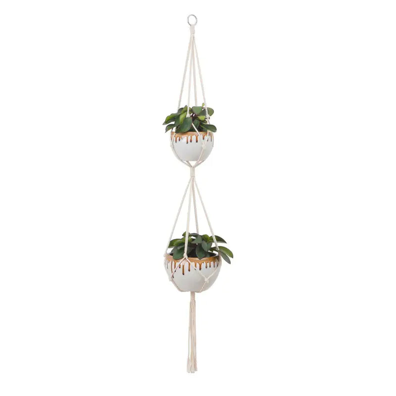 Handwoven Cotton Macrame Hanging Planter Basket