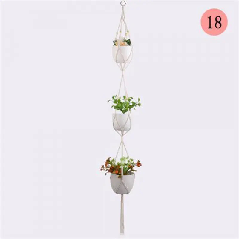 Handwoven Cotton Macrame Hanging Planter Basket