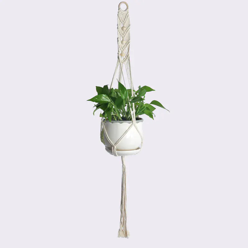 Handwoven Cotton Macrame Hanging Planter Basket