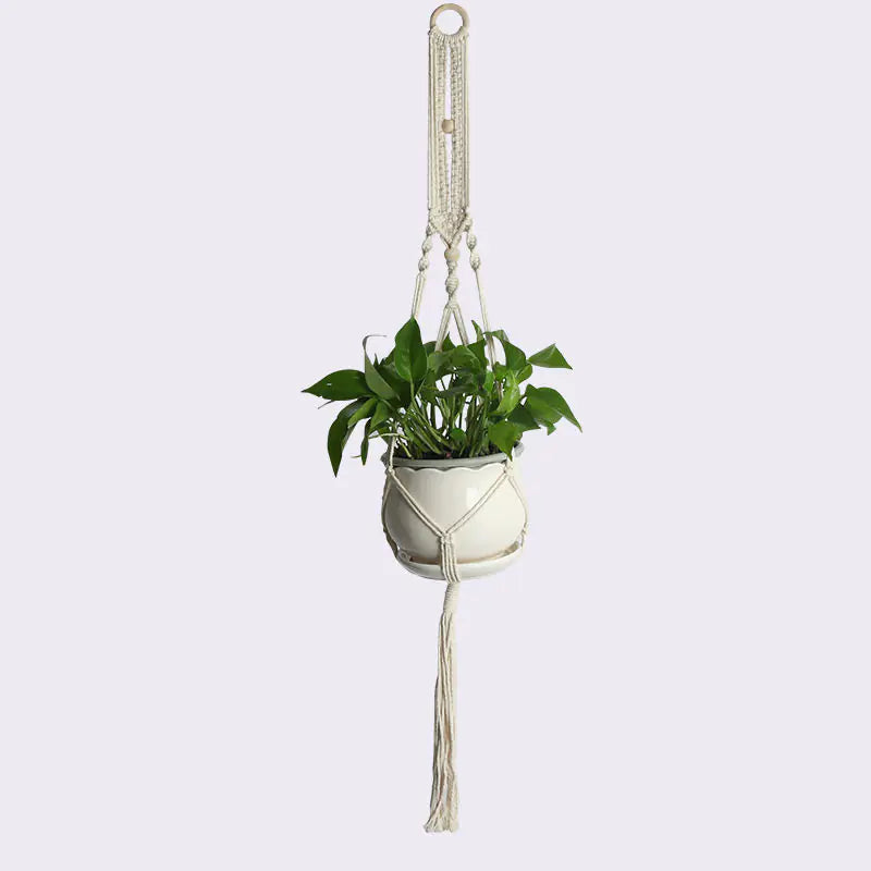 Handwoven Cotton Macrame Hanging Planter Basket