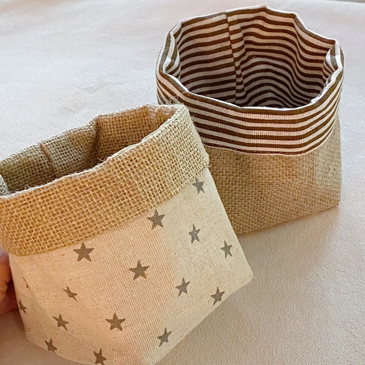 Boho Burlap Reversible Plant Pot Cover