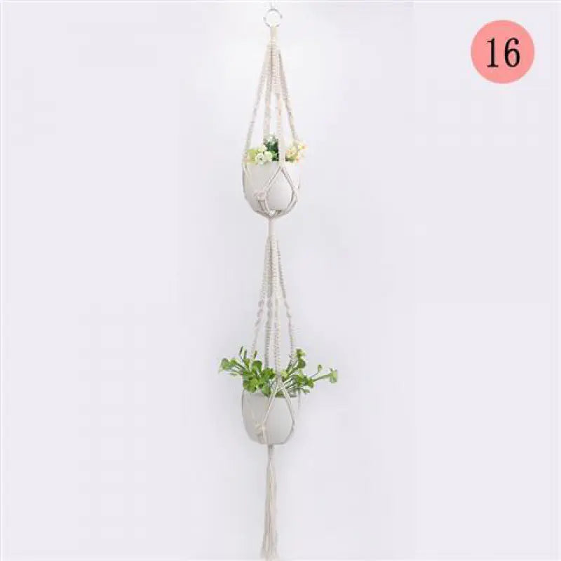Handwoven Cotton Macrame Hanging Planter Basket
