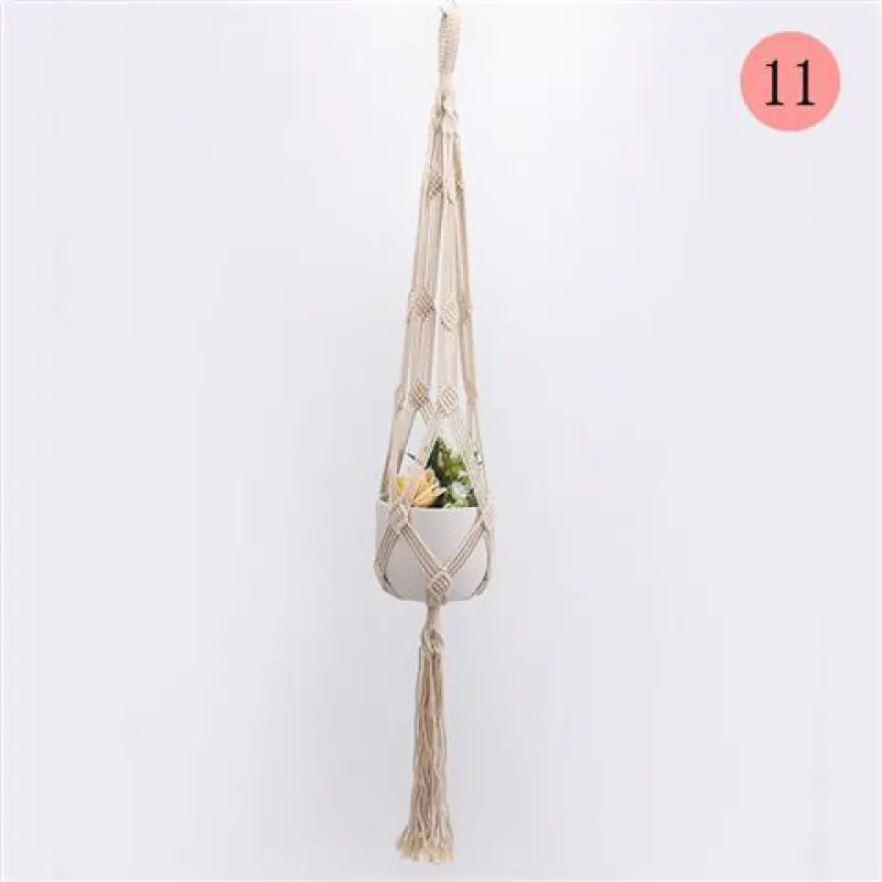 Handwoven Cotton Macrame Hanging Planter Basket