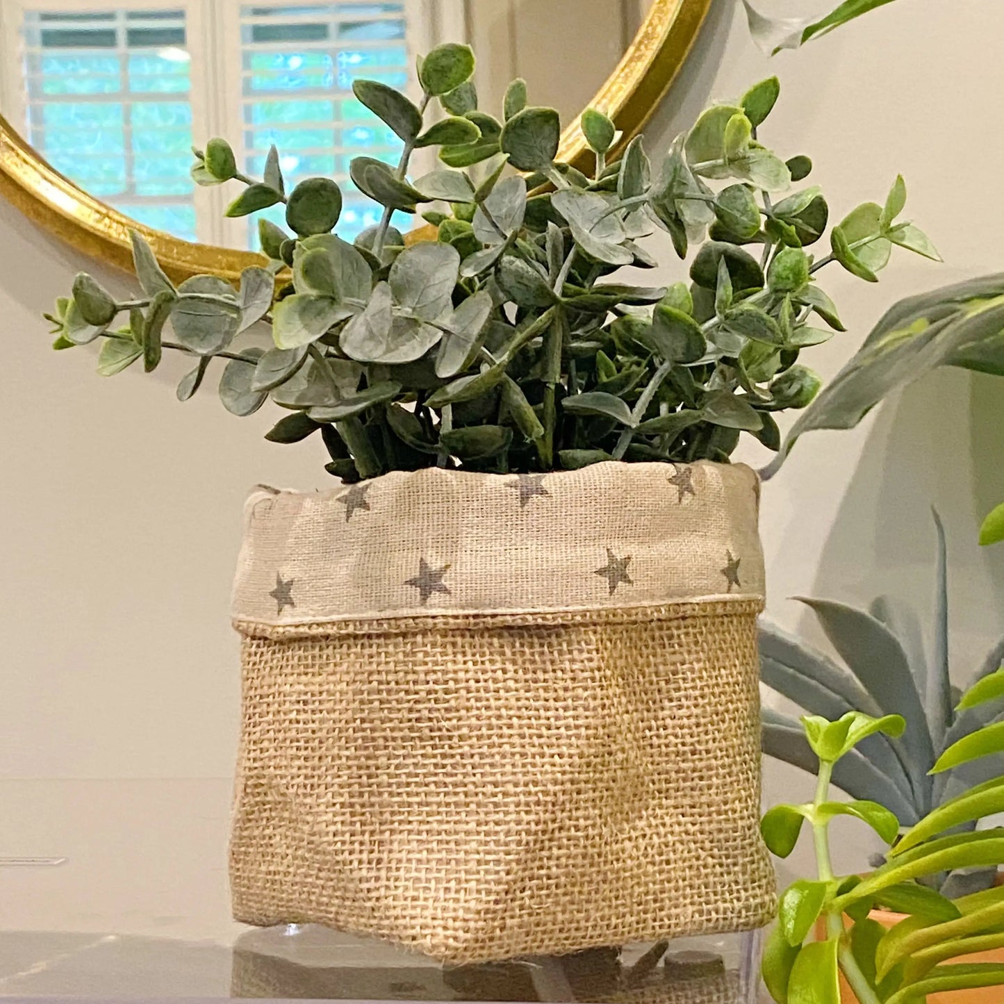 Boho Burlap Reversible Plant Pot Cover