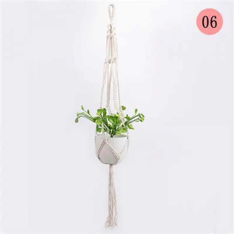 Handwoven Cotton Macrame Hanging Planter Basket