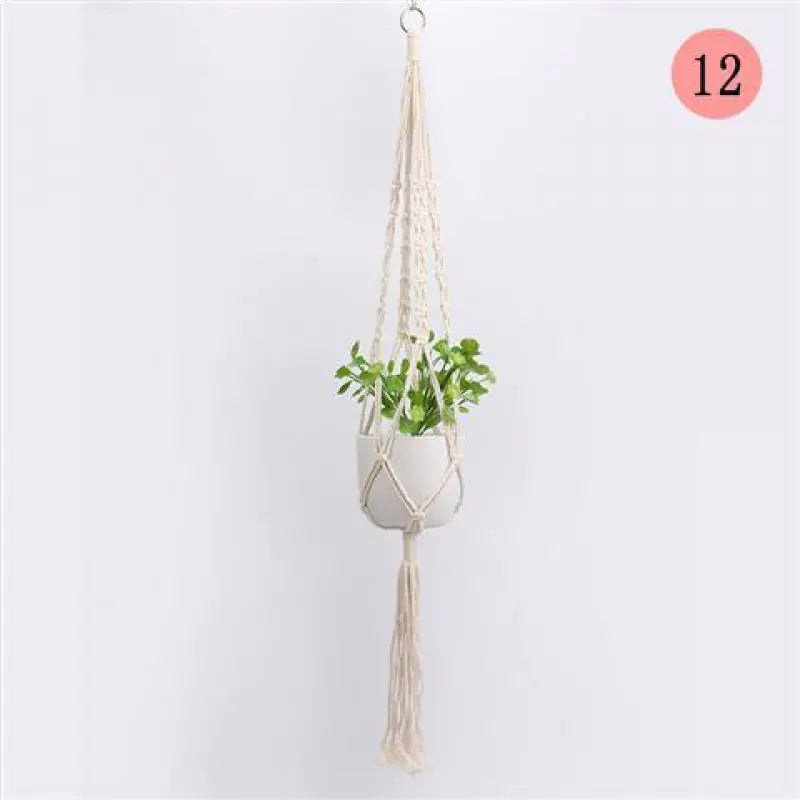 Handwoven Cotton Macrame Hanging Planter Basket