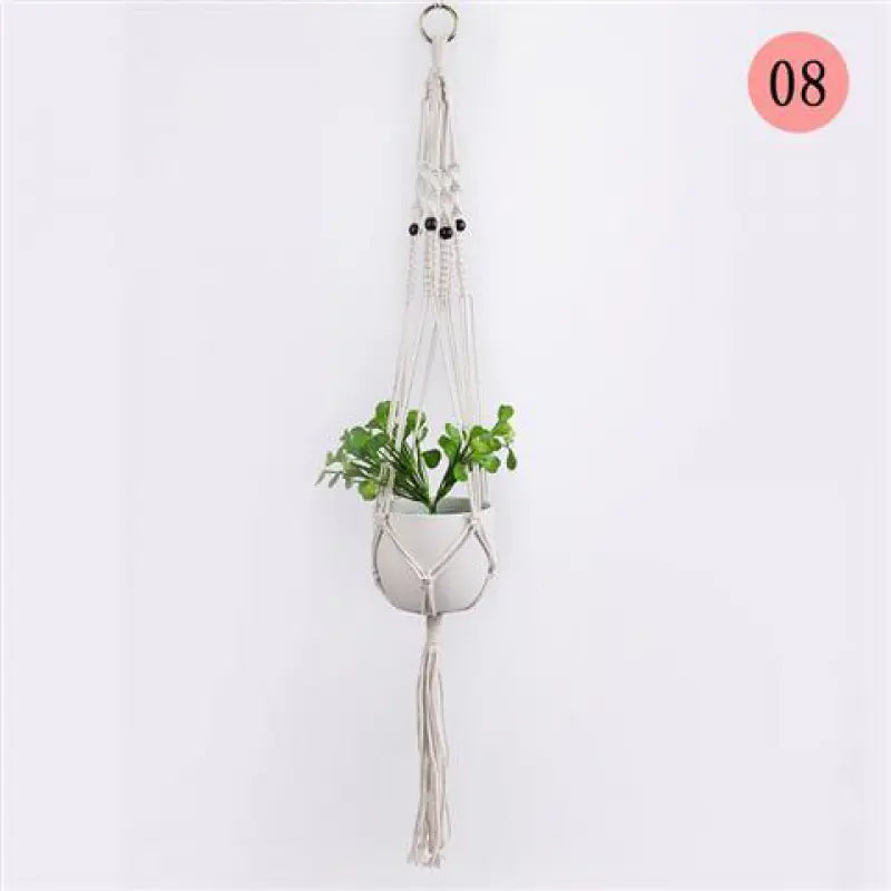 Handwoven Cotton Macrame Hanging Planter Basket