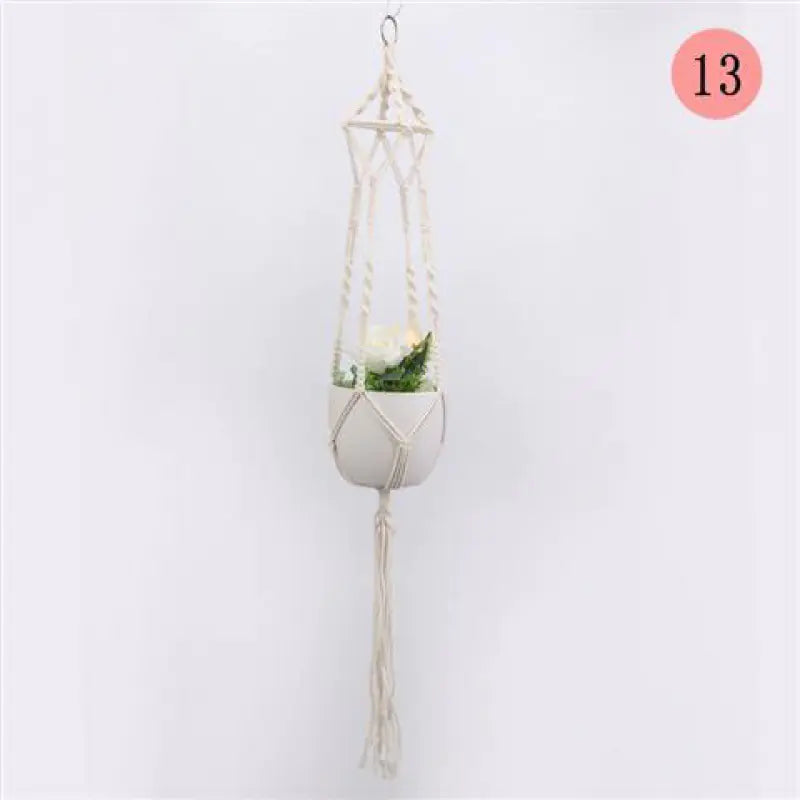 Handwoven Cotton Macrame Hanging Planter Basket