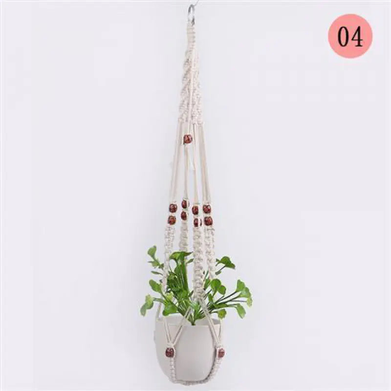 Handwoven Cotton Macrame Hanging Planter Basket