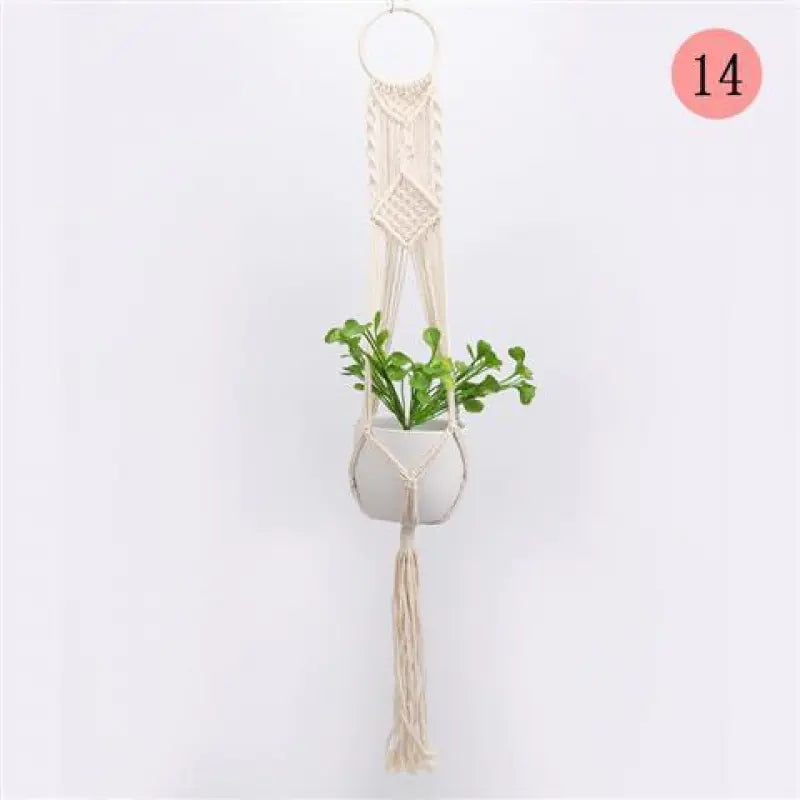 Handwoven Cotton Macrame Hanging Planter Basket