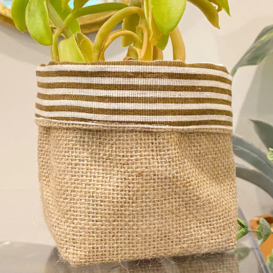 Boho Burlap Reversible Plant Pot Cover